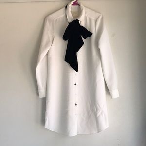 Kate spade white and black velvet bow dress